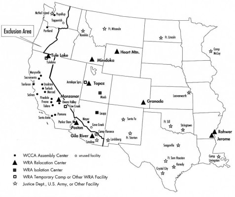 Harta lagarelor de concentrare japoneze SUA